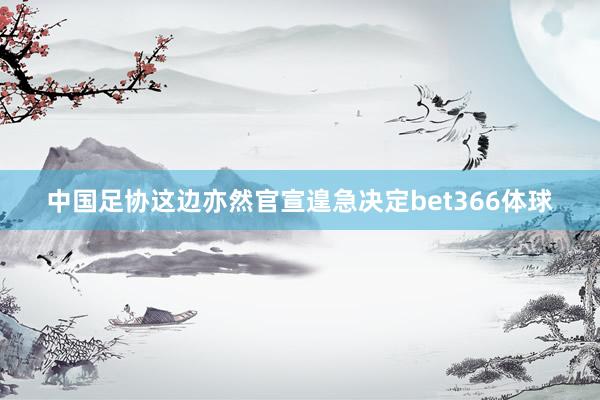 中国足协这边亦然官宣遑急决定bet366体球