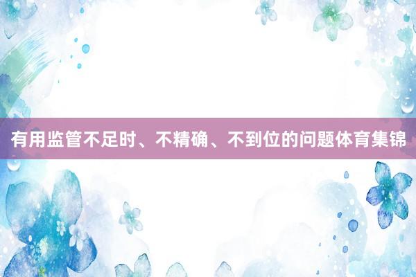 有用监管不足时、不精确、不到位的问题体育集锦